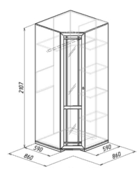 Гостиная Шерлок 10 Шкаф угловой зеркало 860х860х2107