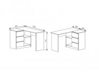 Стол угловой с 3 ящиками Мори МС 16-2 Графит